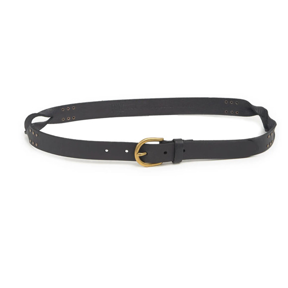 NEW FRYE Black D-Ring Twisted Stud Leather Belt size large - Picture 1 of 2